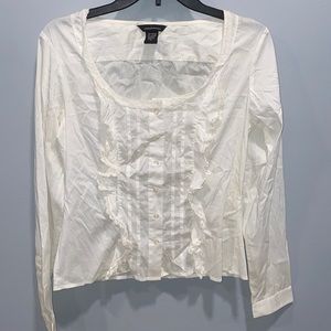 Women’s white long sleeve blouse with lace detailing